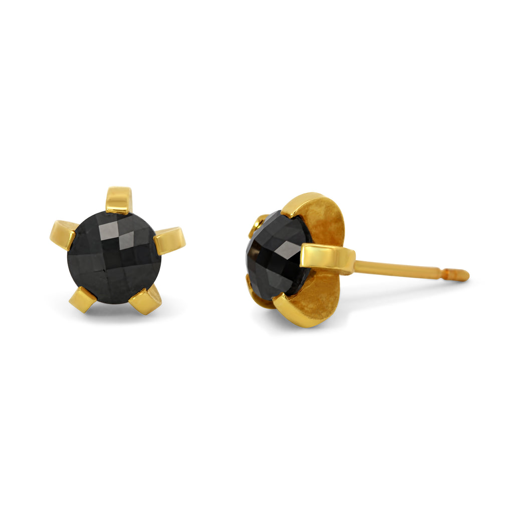 Sarah Herriot - 18k Yellow Gold 5 Splice Black Diamond Studs - DESIGNYARD, Dublin Ireland.