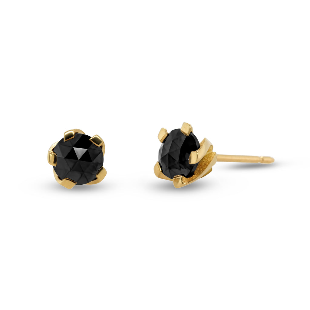 Sarah Herriot - 18k Yellow Gold 5 Twist Black Diamond Studs - DESIGNYARD, Dublin Ireland.