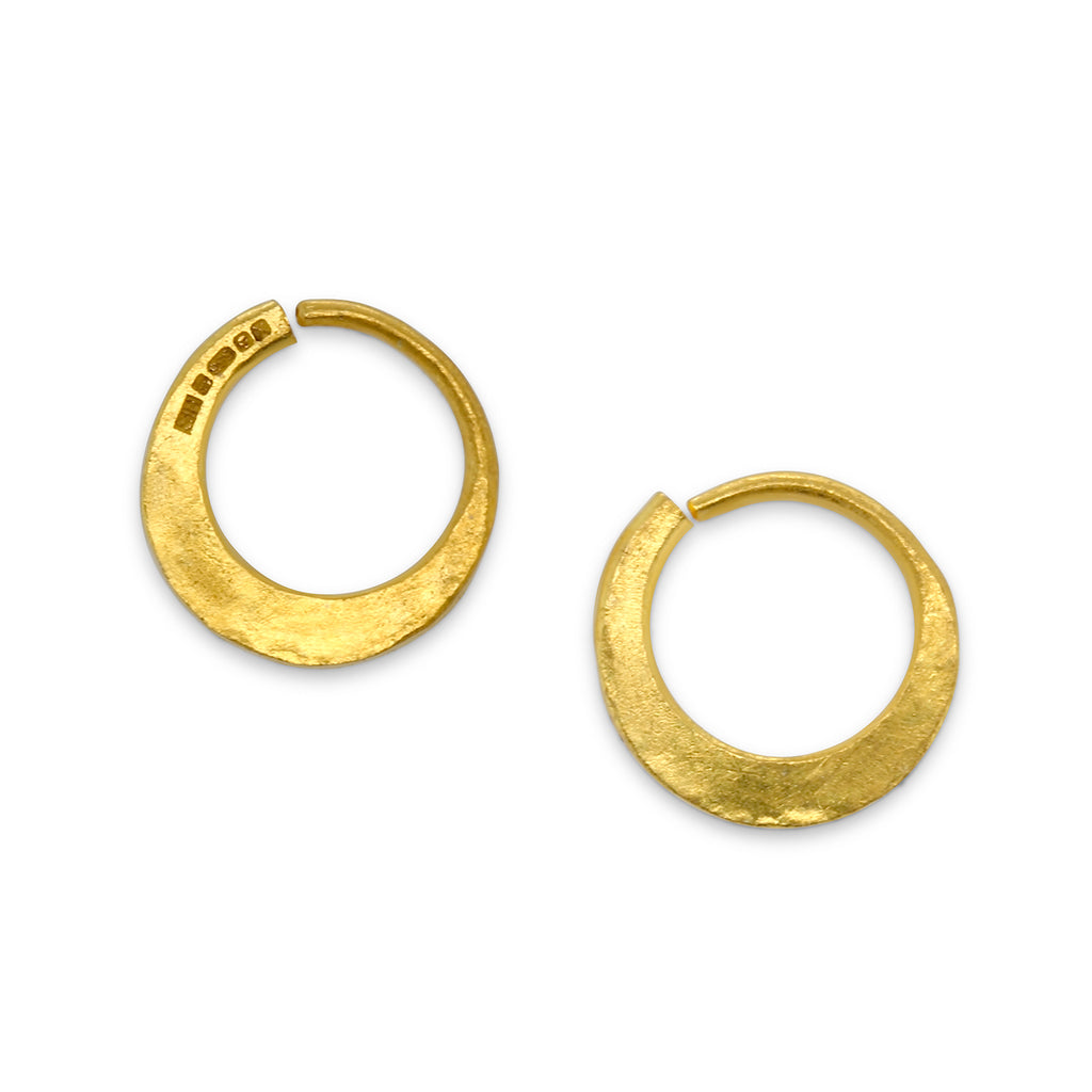 Photograph 1 of Sarah Herriot's Contemporary 24k Yellow Gold Hoops 10mm. Available on DESIGNYARD.com and in our Jewellery Shop Dublin, Ireland. Free Worldwide Shipping with DHL.
