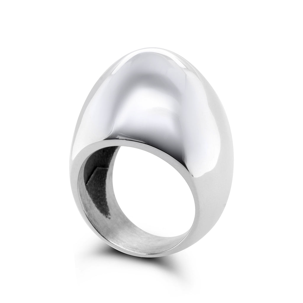 Sarah Herriot - Silver Plain Polished Egg Ring - DESIGNYARD, Dublin Ireland.