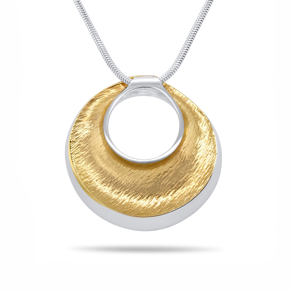 Seamus Gill - 22k Yellow Gold Plated Silver Flowing Curves Round Necklace - DESIGNYARD, Dublin Ireland.