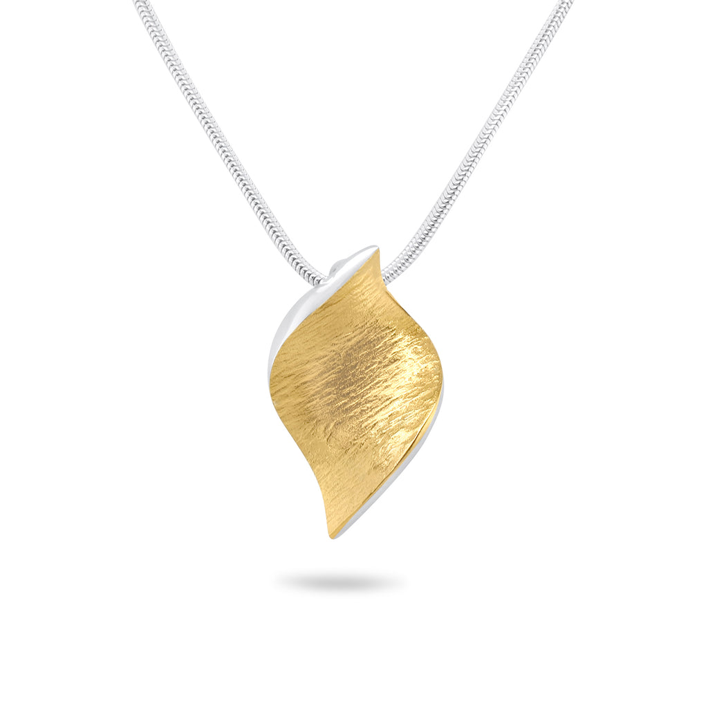Photograph 1 of Seamus Gill's Contemporary 22k Yellow Gold Silver Flowing Curves Small Necklace. Available on DESIGNYARD.com and in our Jewellery Shop Dublin, Ireland. Worldwide Shipping with DHL.