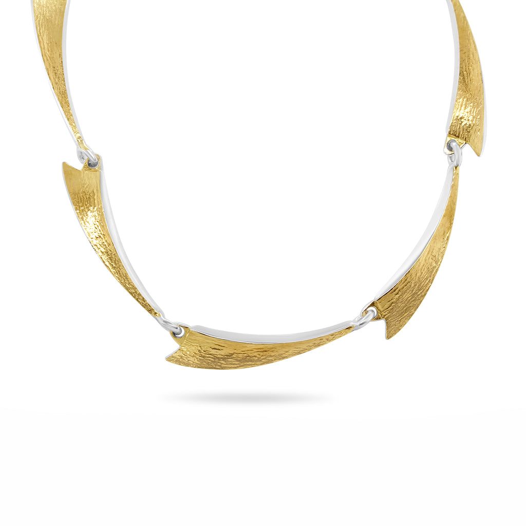 Seamus Gill - 22k Yellow Gold Plated Silver Flowing Multi Curves Necklace - DESIGNYARD, Dublin Ireland.