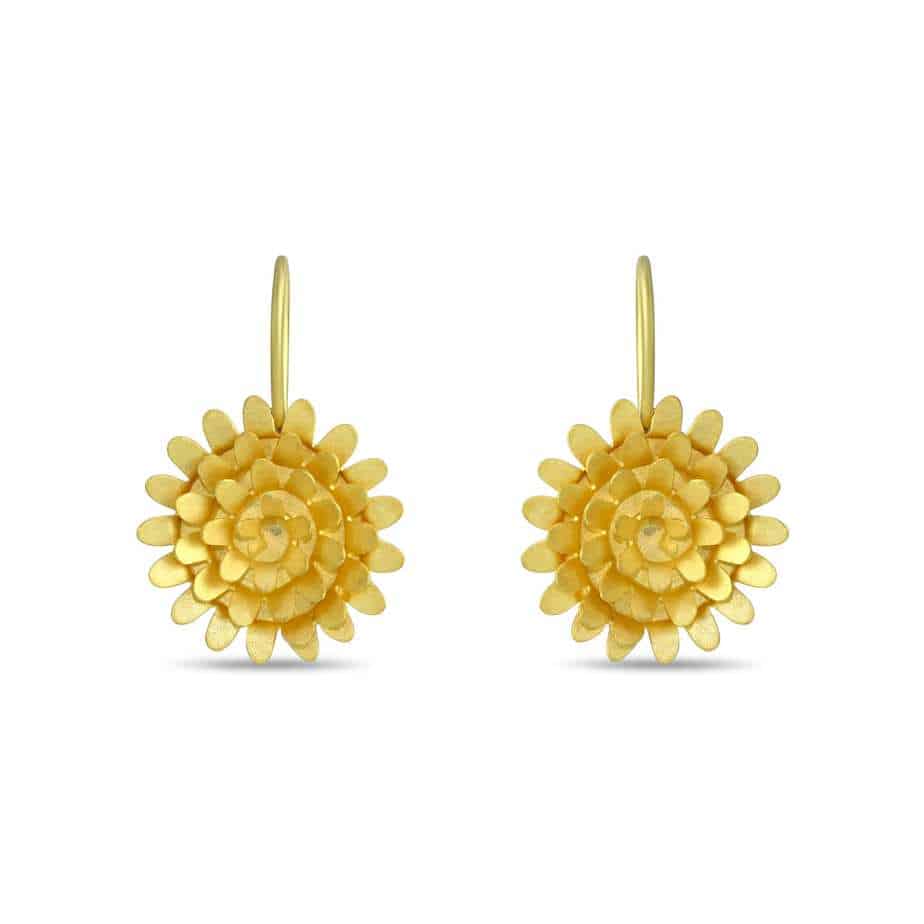 Photograph 1 of Sophia Epp's Contemporary 22k & 18k Yellow Gold Nymphaea Drop Statement Earrings. Available on DESIGNYARD.com and in our Jewellery Shop Dublin, Ireland. Free Worldwide Shipping with DHL.