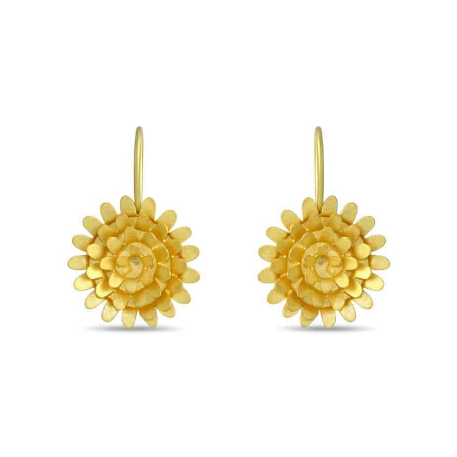 Sophia Epp - 22k 18k Yellow Gold Nymphaea Drop Earrings - DESIGNYARD, Dublin Ireland.