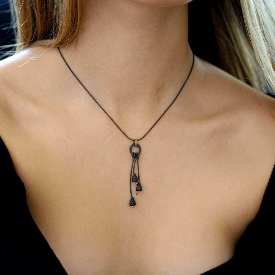 Shimara Carlow - Oxidized Silver 18k Yellow Gold Gum Nut Pendant - DESIGNYARD, Dublin Ireland.