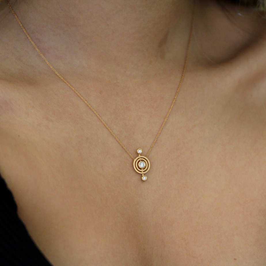 Photograph 3 of Shimell And Madden's Contemporary 18k Rose Gold Diamond Nova Pendant. Available on DESIGNYARD.com and in our Jewellery Shop Dublin, Ireland. Free Worldwide Shipping with DHL.