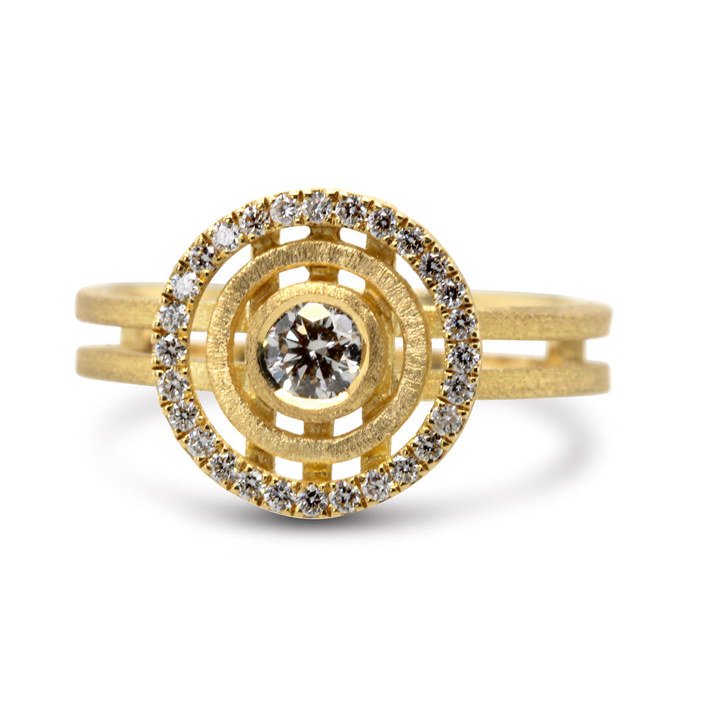 Shimell And Madden - 18k Yellow Gold Diamond Mini Solar Ring - DESIGNYARD, Dublin Ireland.