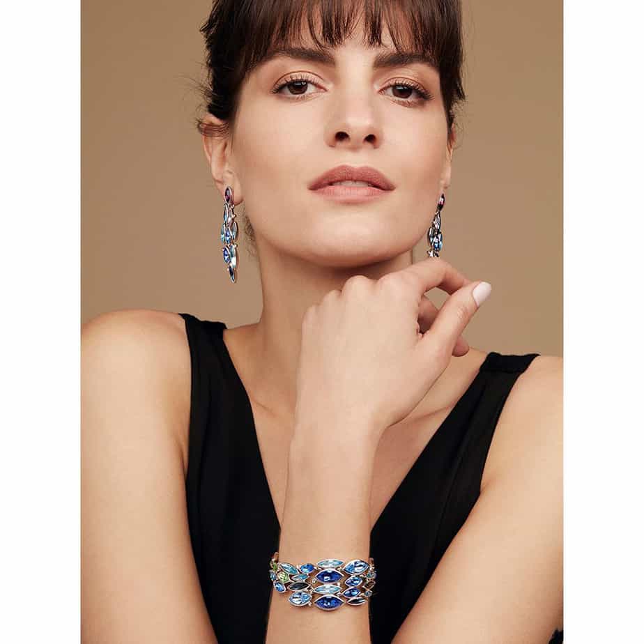 Photograph 2 of Simon Harrison's Contemporary Aquarius Ombre Crystal Statement Bracelet. Available on DESIGNYARD.com and in our Jewellery Shop Dublin, Ireland. Free Worldwide Shipping with DHL.