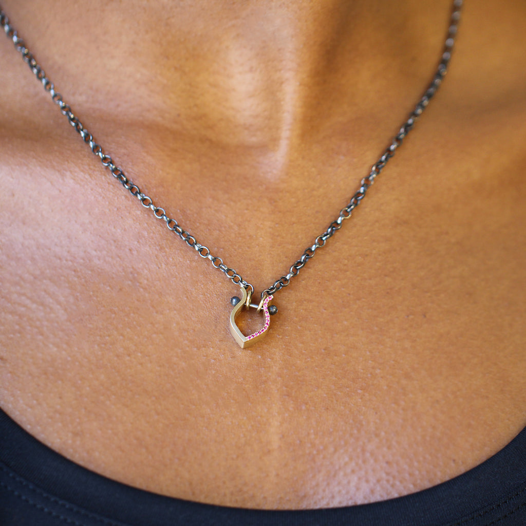 Síne Vasquez - 14k Yellow Gold Oxidised Silver Hasi Ruby Pendant - DESIGNYARD, Dublin Ireland.