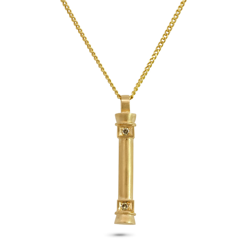 Síne Vasquez - 14k Yellow Gold Diamond Pillar Pendant - DESIGNYARD, Dublin Ireland.