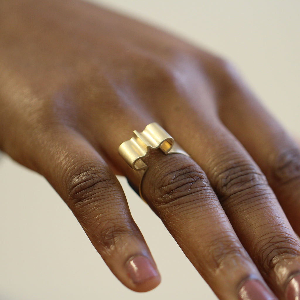 Síne Vasquez - 14k Yellow Gold Ruby Hasi Ring - DESIGNYARD, Dublin Ireland.