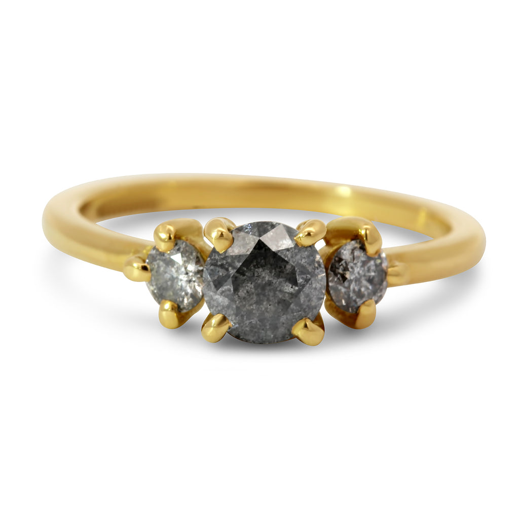 Síne Vasquez - 18k Yellow Gold Grey Diamond Bosque Ring - DESIGNYARD, Dublin Ireland.