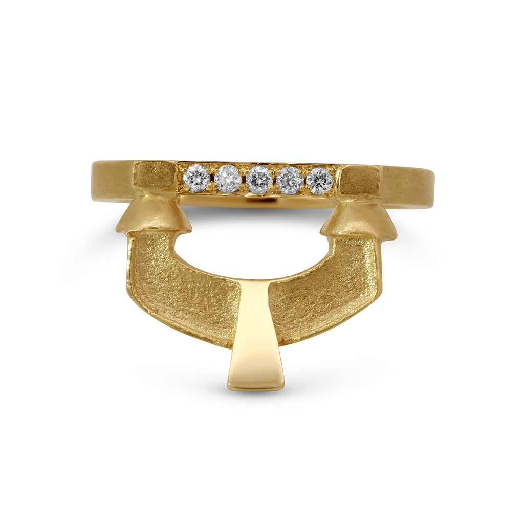 Síne Vasquez - 14k Yellow Gold Dwell Pavé Diamond Ring - DESIGNYARD, Dublin Ireland.