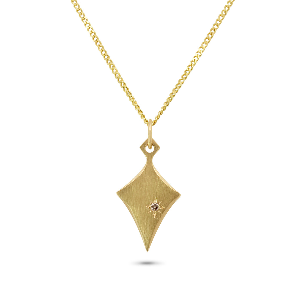 Síne Vasquez - 14k Yellow Gold Large Diamond Lark Pendant - DESIGNYARD, Dublin Ireland.