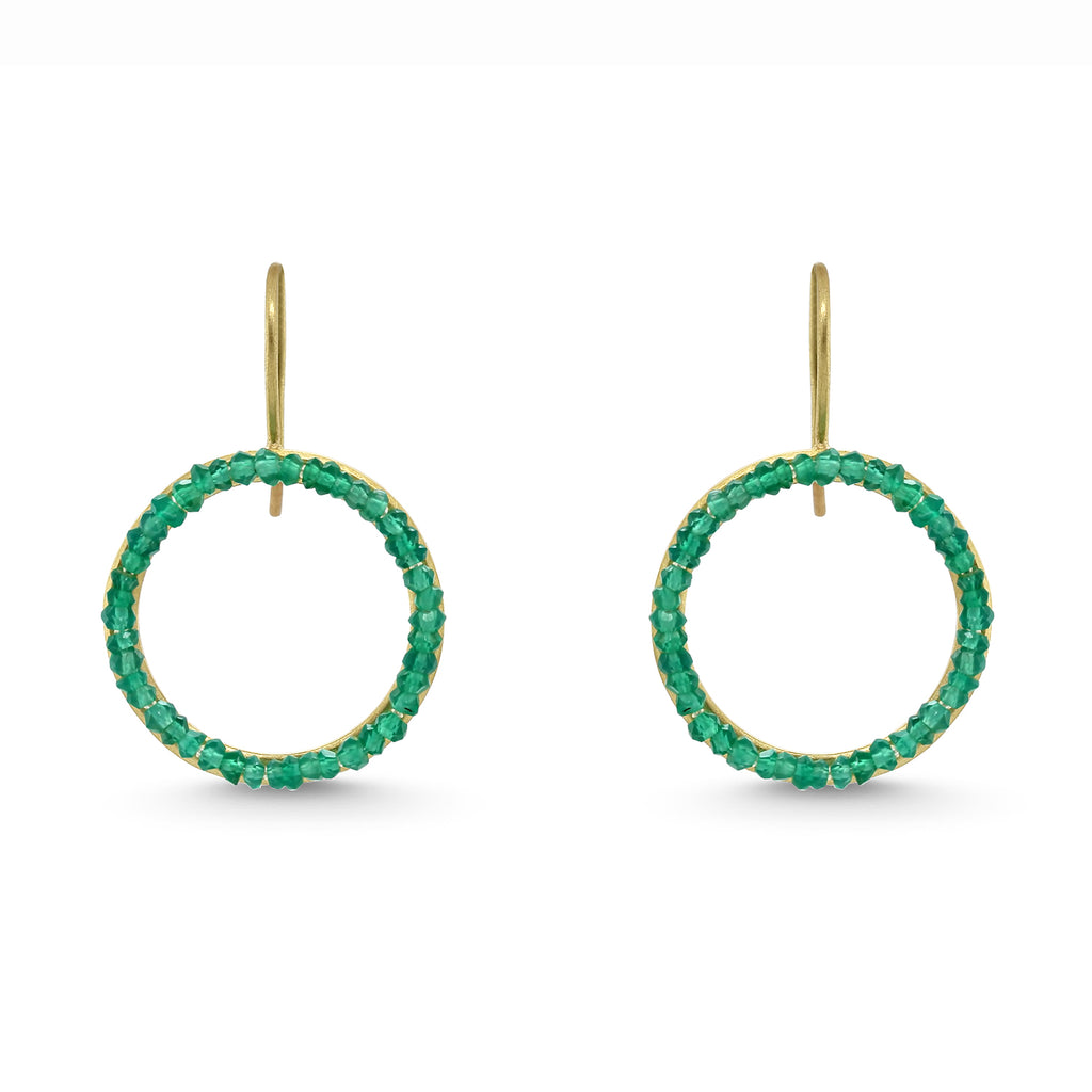 Sophia Epp - 18k Yellow Gold Emerald Circle Earrings - DESIGNYARD, Dublin Ireland.