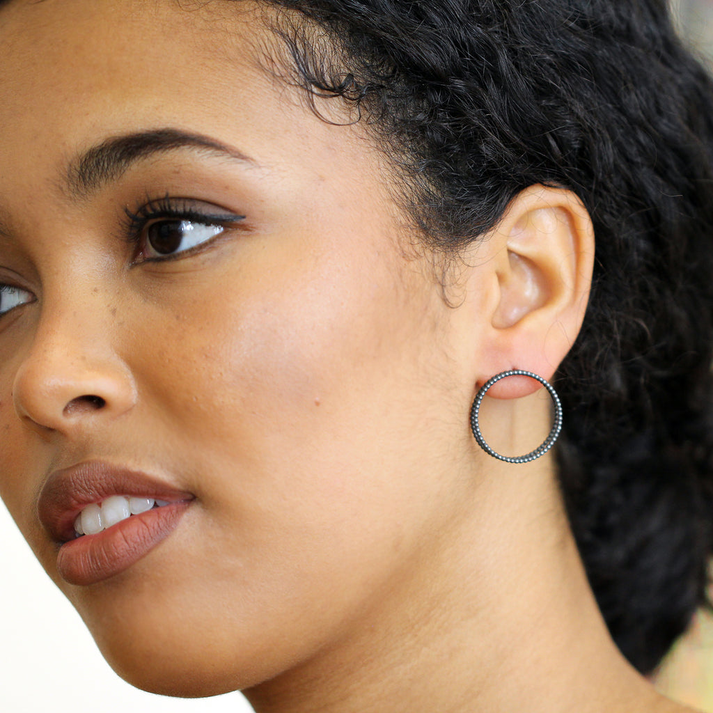 Sophia Epp - Oxidised Silver Double Circle Earrings - DESIGNYARD, Dublin Ireland.