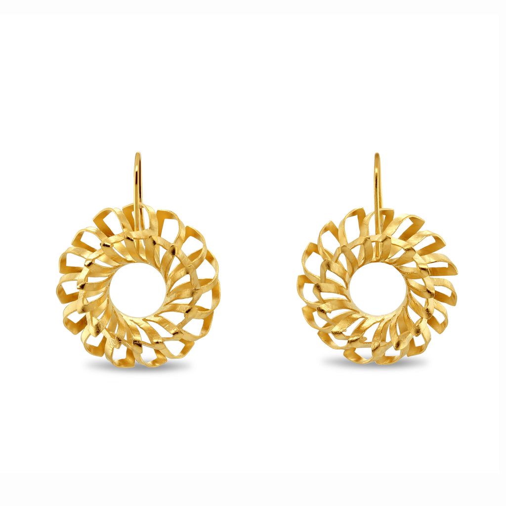 Photograph 1 of Sophia Epp's Contemporary Silver 22k Gold Plate Lily Earrings. Available on DESIGNYARD.com and in our Jewellery Shop Dublin, Ireland. Free Worldwide Shipping with DHL.