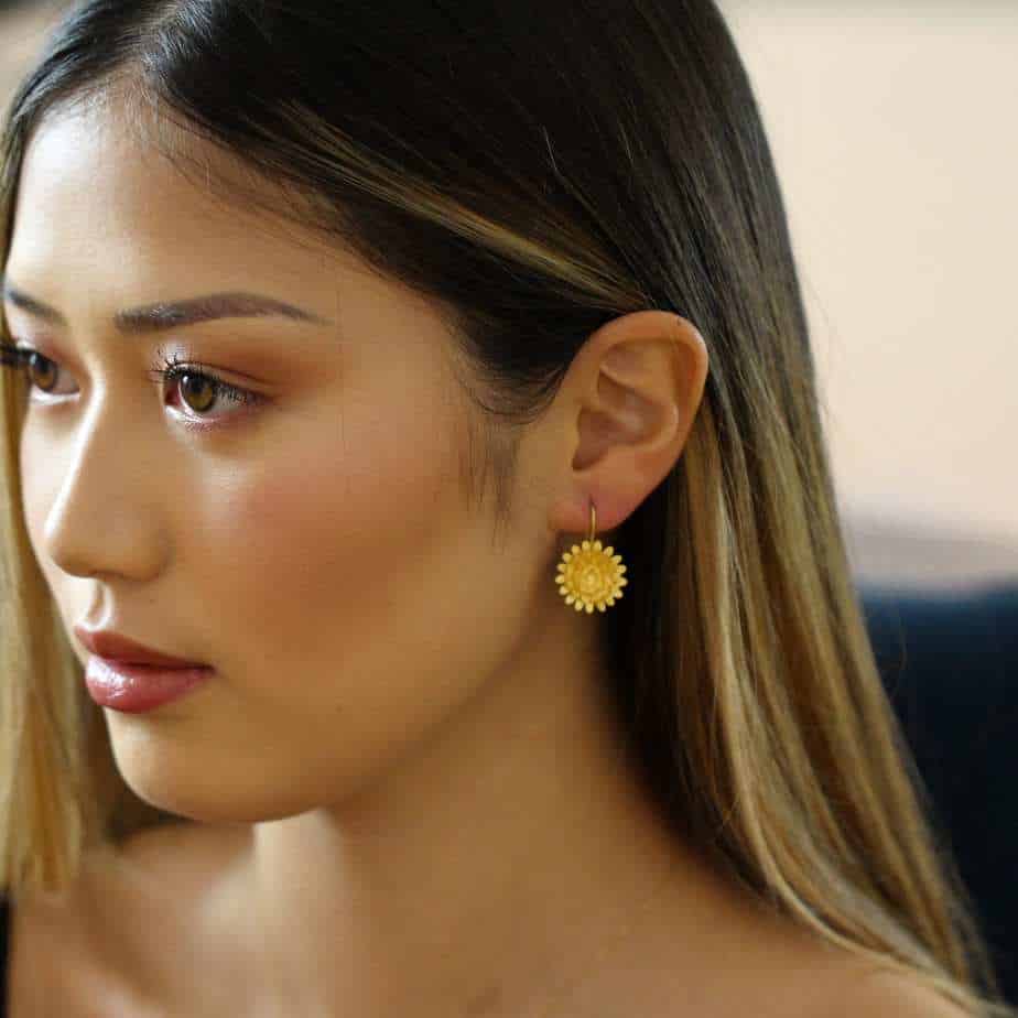 Sophia Epp - Silver 22k Gold Plate Bürste Drop Earrings - DESIGNYARD, Dublin Ireland.