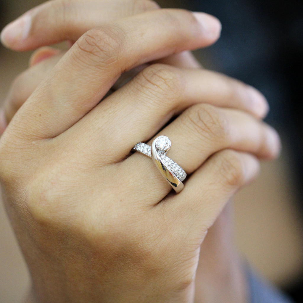 Photograph 2 of Stockert's Contemporary 18k White Gold Diamond Rapt Engagement Ring. Available on DESIGNYARD.com and in our Jewellery Shop Dublin, Ireland. Free Worldwide Shipping with DHL.
