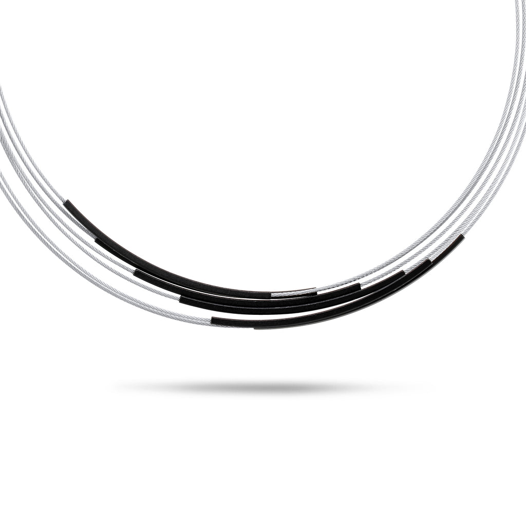 Ursula Muller - Black Tube Stainless Steel Aluminium Necklace - DESIGNYARD, Dublin Ireland.