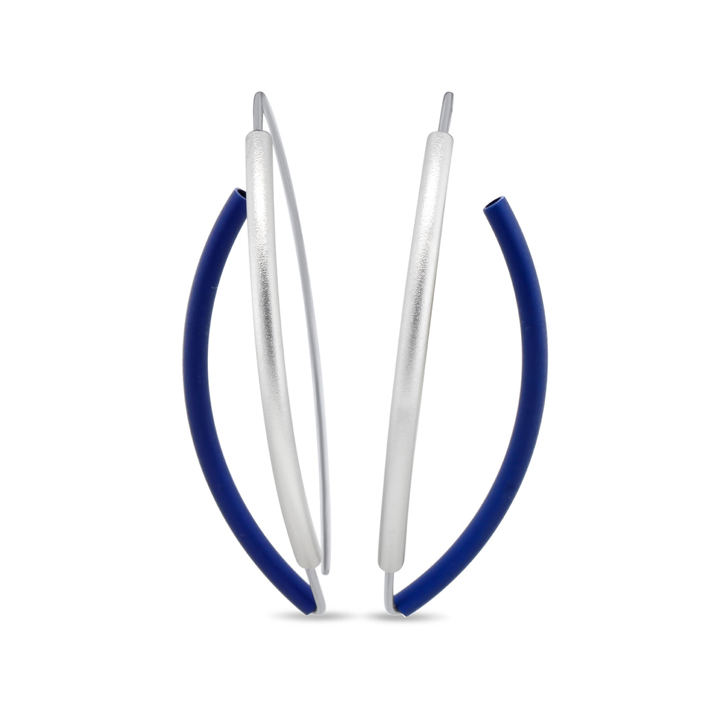 Ursula Muller - Blue Silver Aluminium Hoop Earrings - DESIGNYARD, Dublin Ireland.