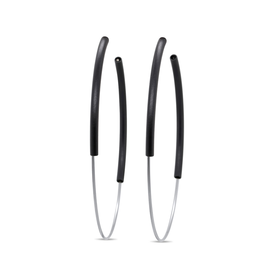Ursula Muller - Black Silver Aluminium Big Hoop Earrings - DESIGNYARD, Dublin Ireland.