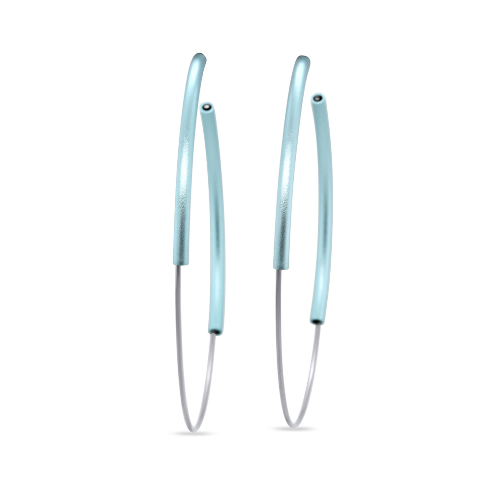 Ursula Muller - Blue Silver Aluminium Big Hoop Earrings - DESIGNYARD, Dublin Ireland.