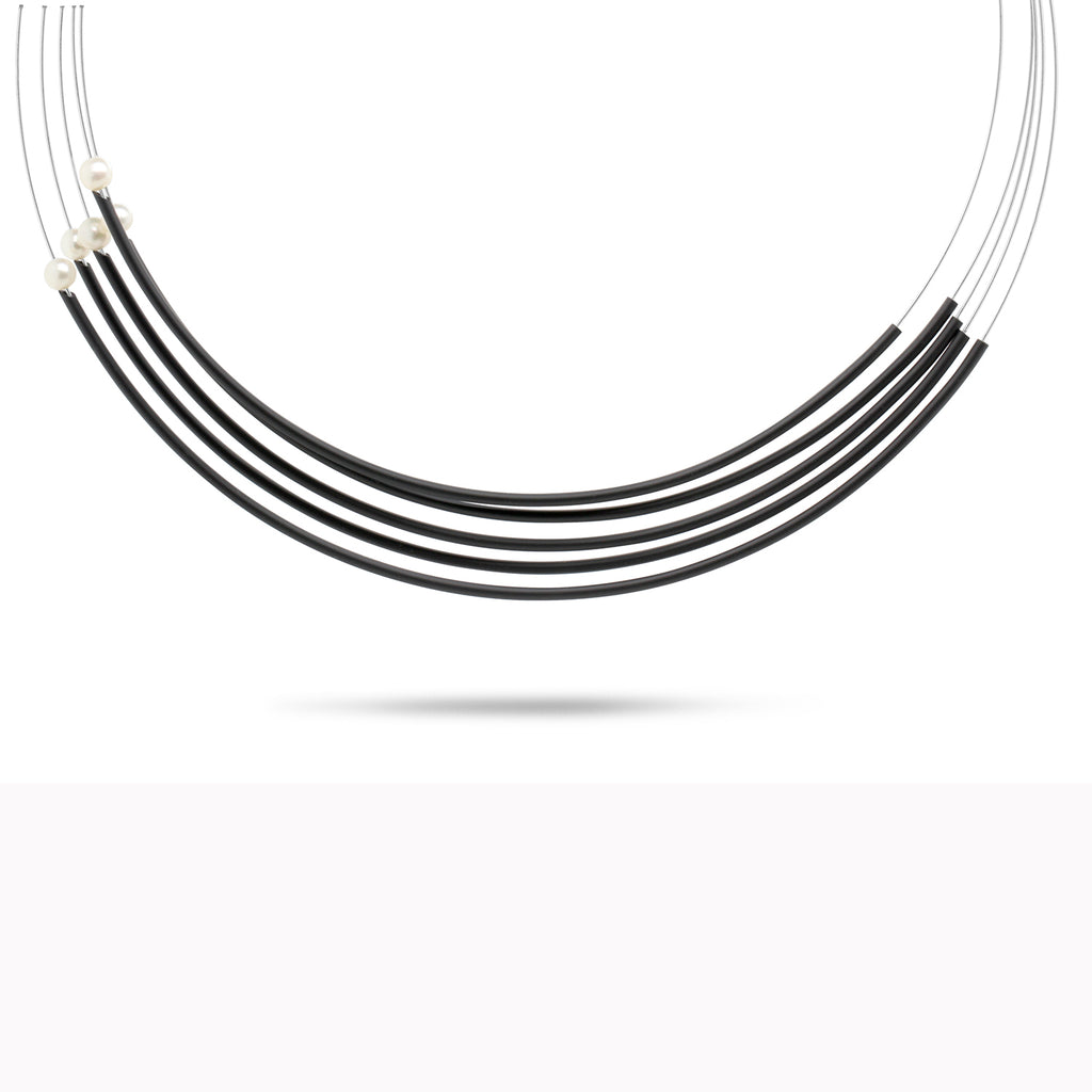Ursula Muller - Pearl Stainless Steel Aluminium Rubber Necklace - DESIGNYARD, Dublin Ireland.