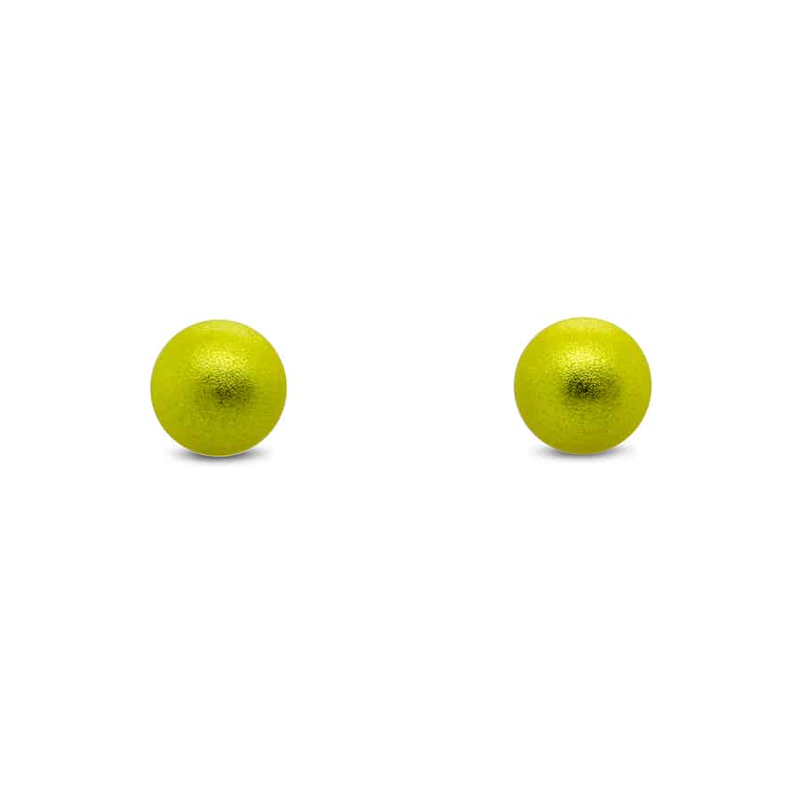 Ursula Muller - Lemon Green Steel Aluminium Stud Earrings - DESIGNYARD, Dublin Ireland.