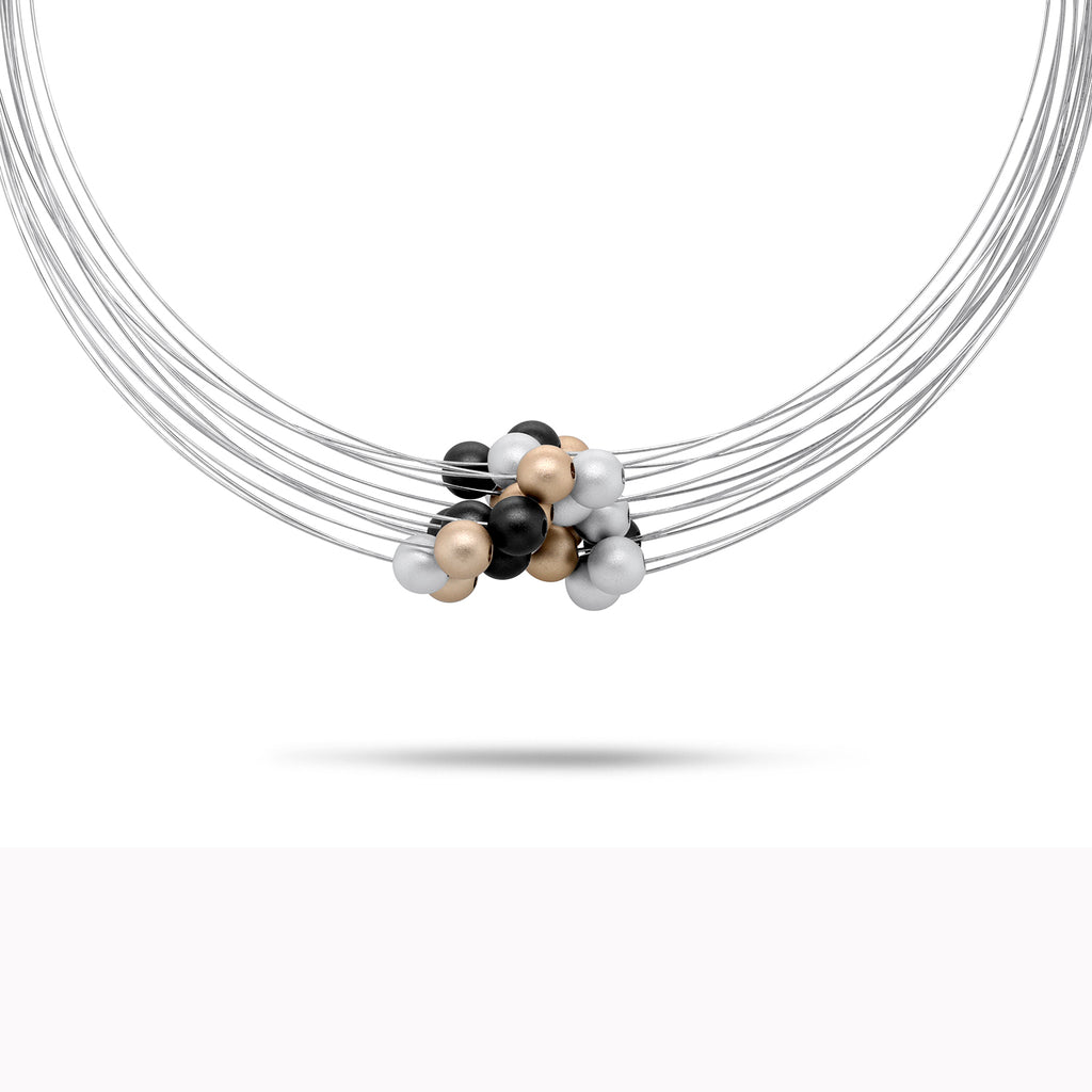Ursula Muller - Interlocking Bead Steel Aluminium Necklace - DESIGNYARD, Dublin Ireland.