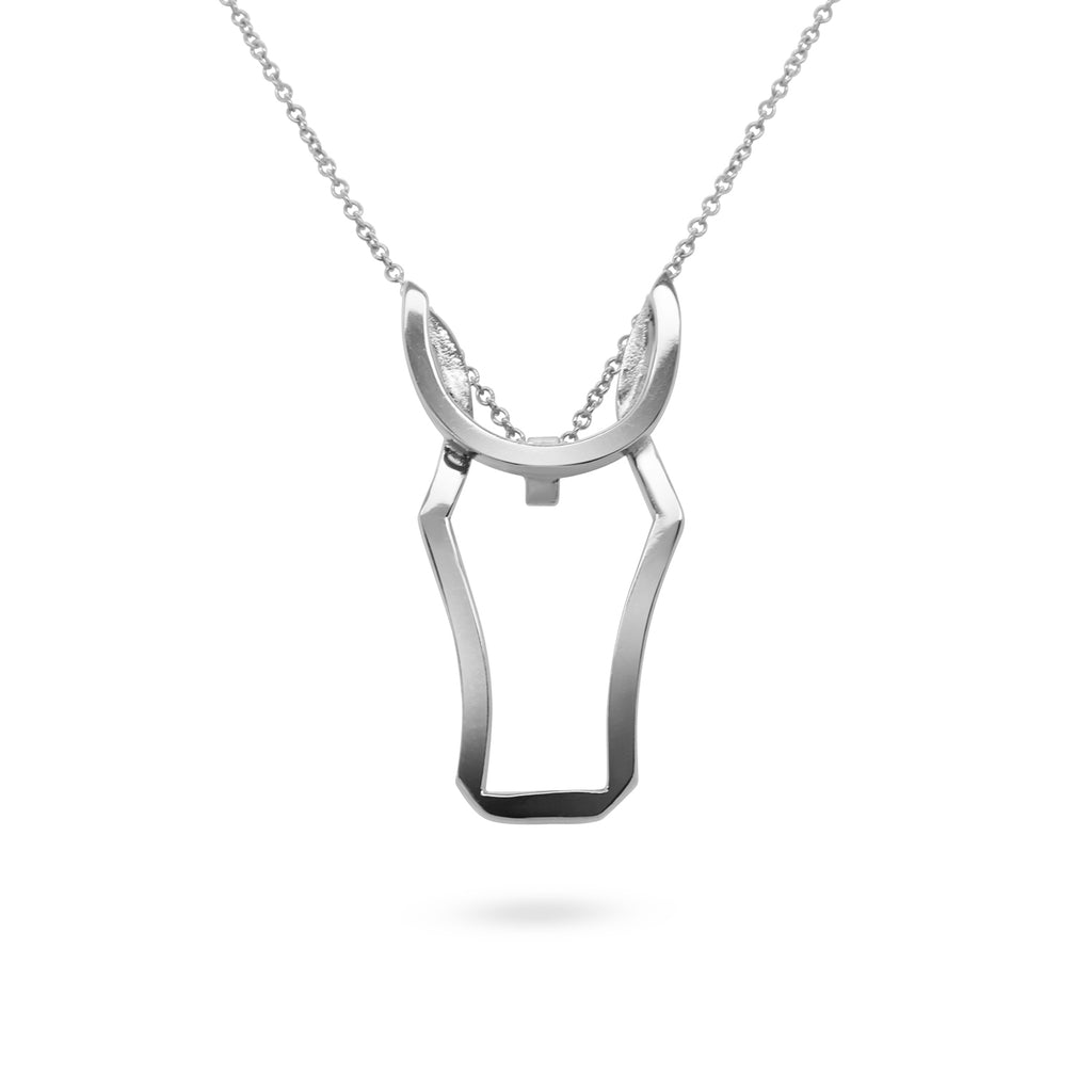 Photograph 1 of Vanessa Ree's Contemporary Sterling Silver Gold Irish Horse Pendant. Available on DESIGNYARD.com and in our Jewellery Shop Dublin, Ireland. Free Worldwide Shipping with DHL.