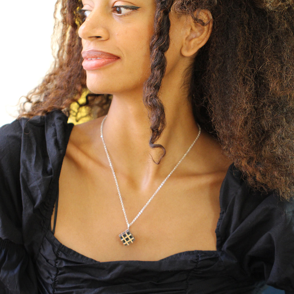 Photograph 4 of Vanessa Ree's Contemporary Sterling Silver Oxi 3D# Positive Large Pendant. Available on DESIGNYARD.com and in our Jewellery Shop Dublin, Ireland. Free Worldwide Shipping with DHL.
