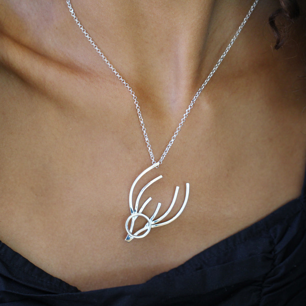 Photograph 2 of Vanessa Ree's Contemporary Sterling Silver Irish Stag Pendant. Available on DESIGNYARD.com and in our Jewellery Shop Dublin, Ireland. Free Worldwide Shipping with DHL.