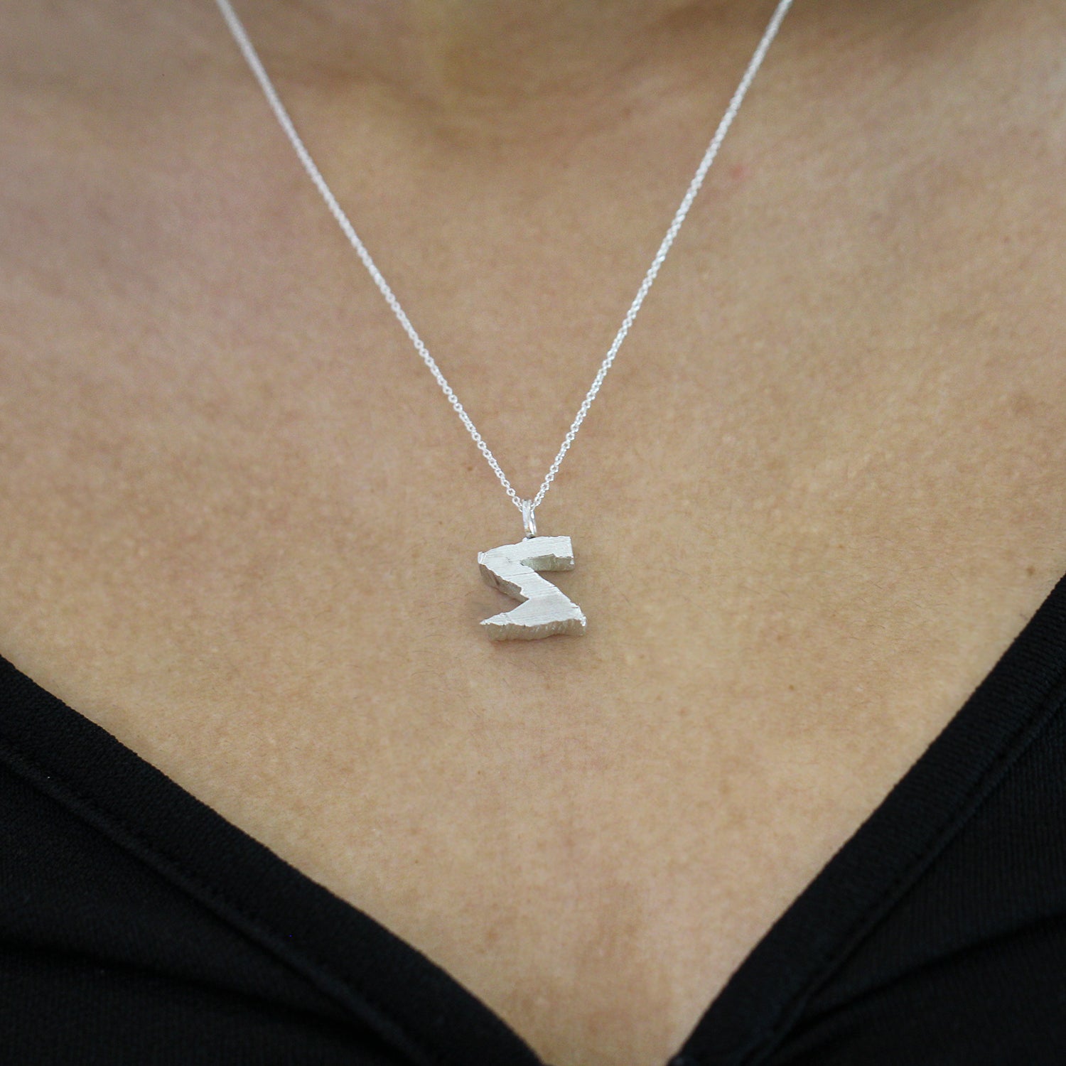 Sterling Silver Chunky Letter Z Pendant