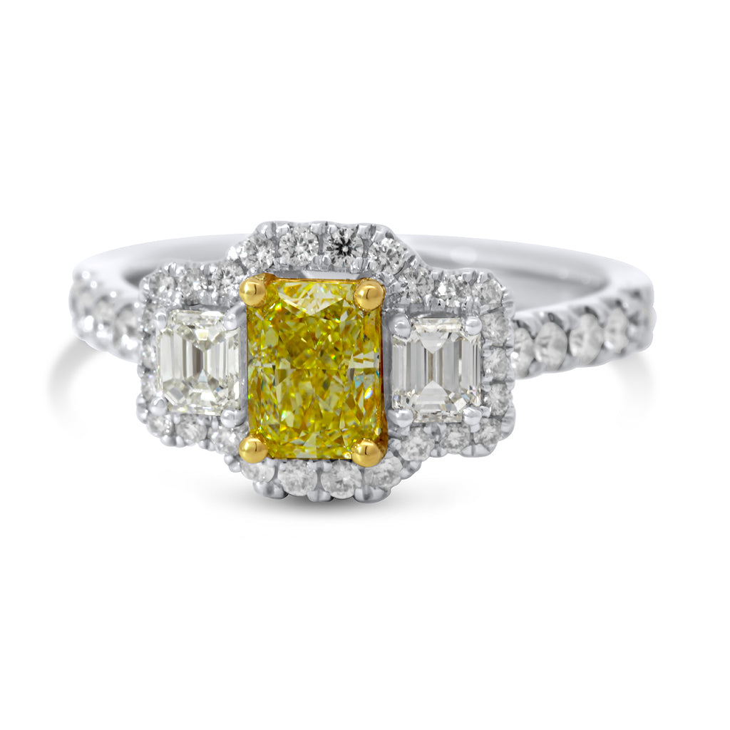 Photograph 1 of Ronan Campbell's 18k Gold Yellow Radiant Diamond Engagement  Ring. Available on DESIGNYARD.com and in our Jewellery Shop Dublin, Ireland. Free Worldwide Shipping.